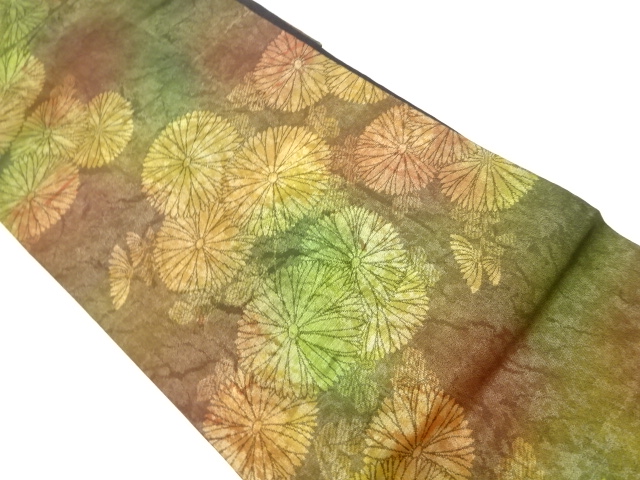 菊模様織出し名古屋帯